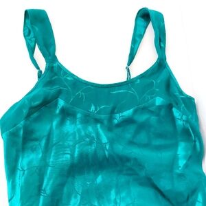 2pc Turqouise Nightgown Robe Boudoir Set Large Inner Most Floral Weave 80s‎ Glam